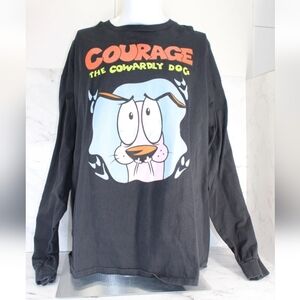 2X Courage the Cowardly Dog Mens Shirt Long Sleeve Cartoon Network 90s Horror